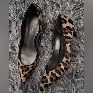TALBOTS Women’s Calf Hair Animal Leopard Print Kitten Heels 7 M GUC